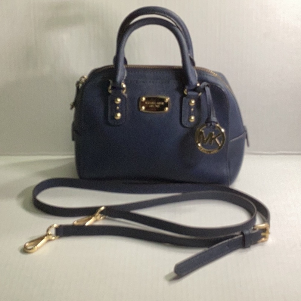 Michael Kors Blue Mini Bag with Gold Hardware